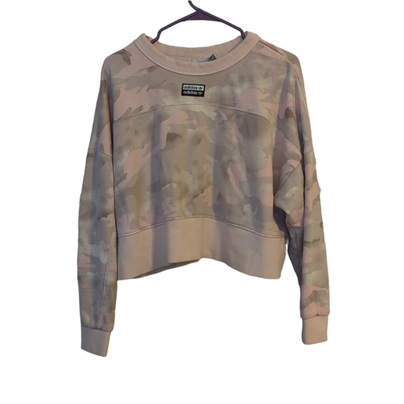 adidas Originals Tops - Adidas - Pink Camo sweatshirt crop style